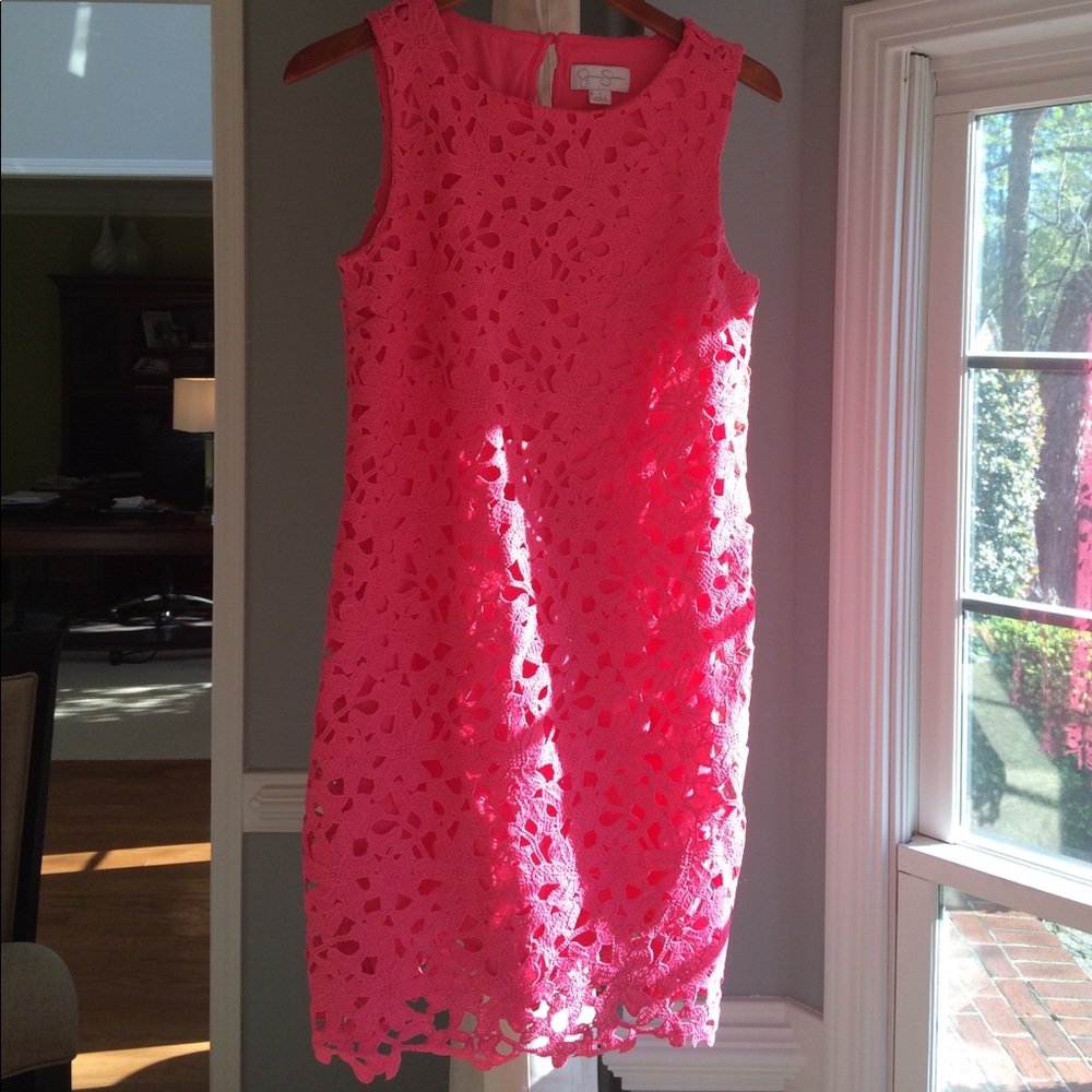 NWOT Jessica Simpson pink lace sheath dress size 4